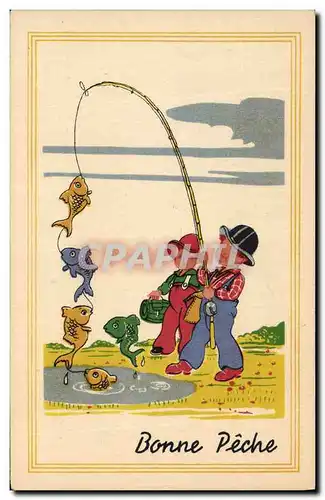 Cartes postales Peche Pecheur Enfants Bonne peche