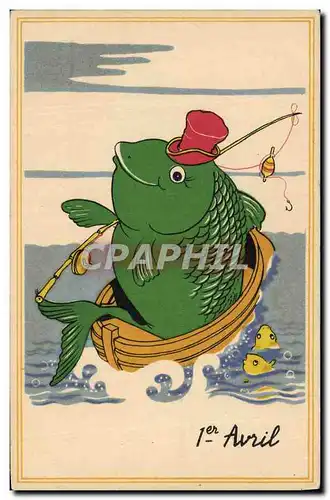 Cartes postales Peche Pecheur Poisson 1er Avril