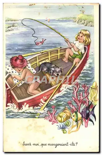 Cartes postales Peche Pecheur Chien