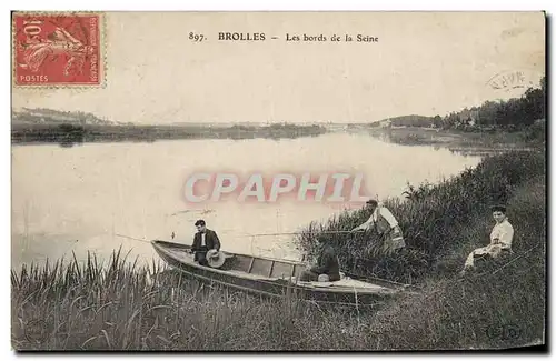 Ansichtskarte AK Peche Pecheur Brolles Les bords de la Seine
