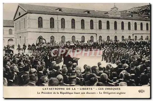 Cartes postales Catastrophe de la Liberte Les obseques Le president de la Republique La delegatin anglaise