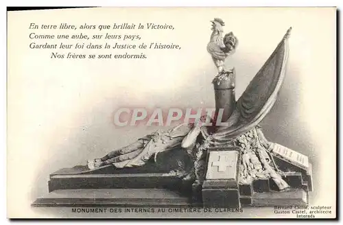 Cartes postales Coq Poule Monument des internes au cimetiere de Clarens
