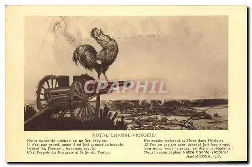 Cartes postales Coq Poule Notre Chante Victoire Militaria