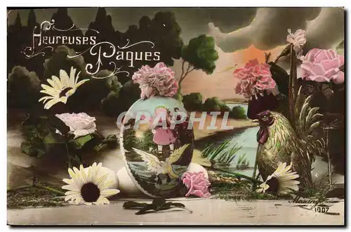 Cartes postales Coq Poule Paques