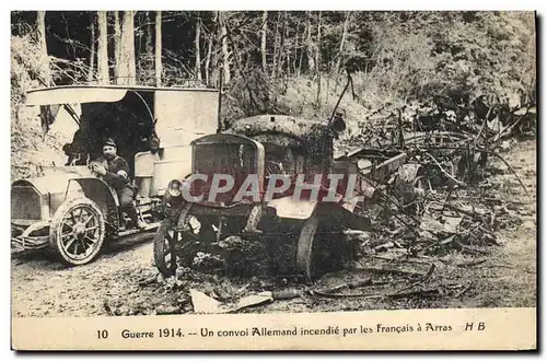 Ansichtskarte AK Sante Militaria Un convoi allemand incendie par les Francais a Arras Ambulance