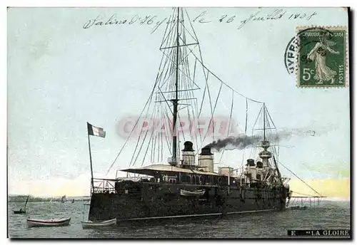 Cartes postales Bateau Le Guichen Croiseur de 1ere classe ayant a son bord M Loubet President de la Republique F