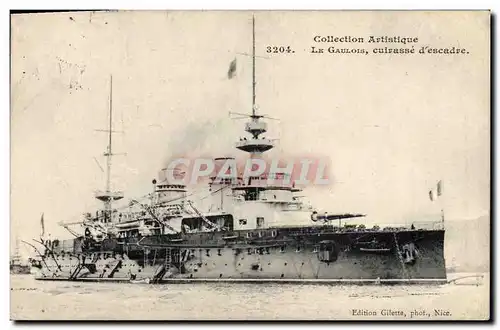 Cartes postales Bateau Manoeuvres navales Le cuirasse Gaulois et le sous-marin Gustave Zede