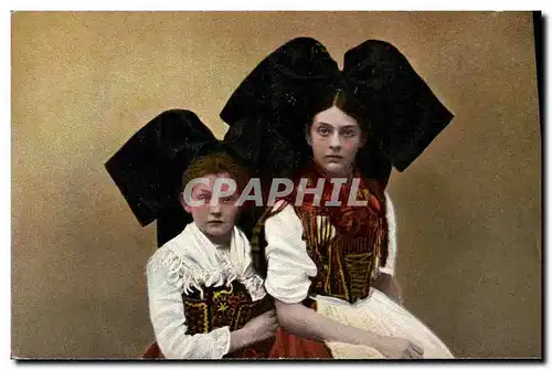 Ansichtskarte AK Folklore Alsace Femme Enfant Elsasserinnen