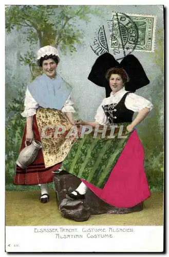 Cartes postales Folklore Alsace Costume Alsacien