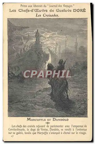 Cartes postales Fantaisie Illustrateur Gustave Dore Les croisades Murzuffle et Dandolo