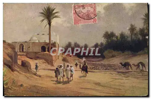 Cartes postales Orientalisme Oasis avec foret de dattiers