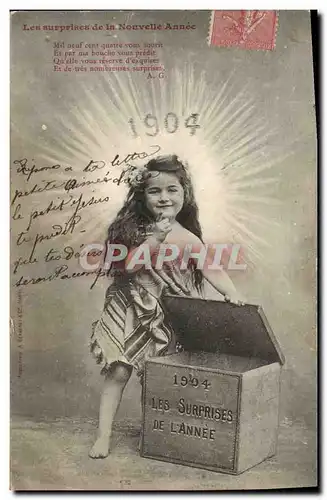 Cartes postales Fantaisie Enfant Les surprises de la nouvelle annee 1904