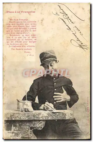 Cartes postales Fantaisie Pitou a ma Francoise Soldat Militaria