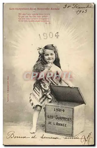 Cartes postales Fantaisie Enfant Les surprises de la nouvelle annee 1904