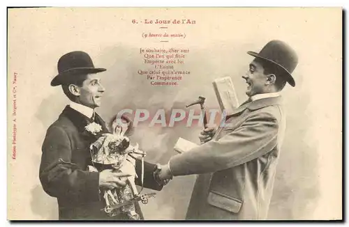 Ansichtskarte AK Fantaisie Homme Le jour de l&#39an Marionnette