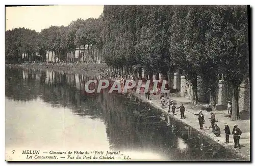 Cartes postales Peche Pecheur Melun Concours de peche du Petit Journal Les concurrents Vue du Pont du Chatelet