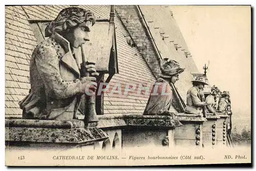 Cartes postales Gargouille Cathedrale de Moulins Figures bourbonnaises