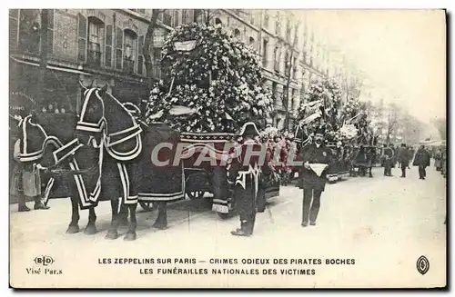 Cartes postales Funerailles nationales des victimes Les zeppelins sur Paris