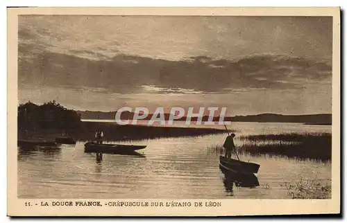 Cartes postales Sante Crepuscule sur l&#39etang de Leon Publicite Juglanregine lodotanique Huile de foie de moru