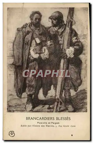 Cartes postales Sante Militaria Brancardiers blesses Aquarelle de Fargeot Croix rouge