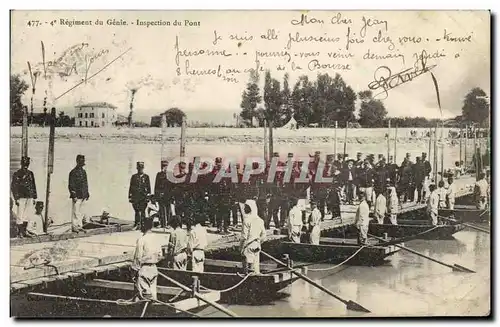 Cartes postales Militaria 4eme regiment de Genie Inspection du pont