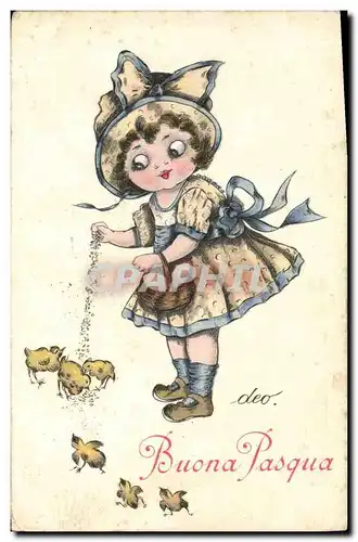 Cartes postales Fantaisie Illustrateur Enfant Poussin