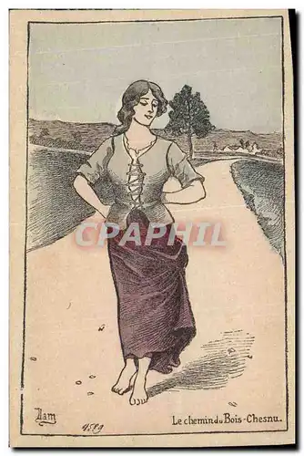 Cartes postales Fantaisie Illustrateur Femme Le chemin du Bois Chenu