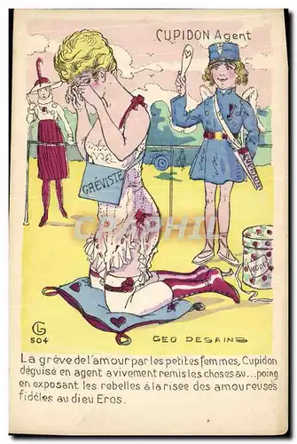 Cartes postales Fantaisie Illustrateur Femme Cupidon Agent Geo Desains Ange Police Policier