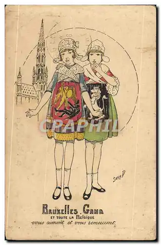 Cartes postales Fantaisie Illustrateur Femmes Bruxelles Gand