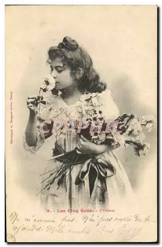 Cartes postales Fantaisie Enfant Les cinq sens l&#39odorat