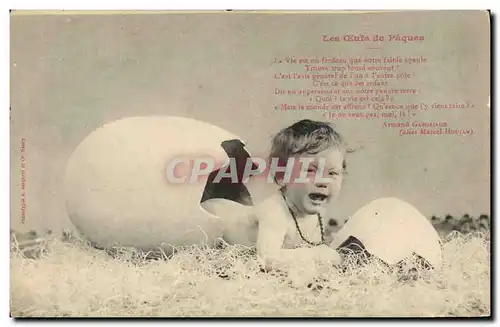 Cartes postales Fantaisie Enfant Les oeufs de Paques