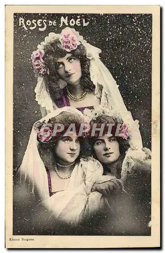 Cartes postales Fantaisie Femmes Roses de Noel