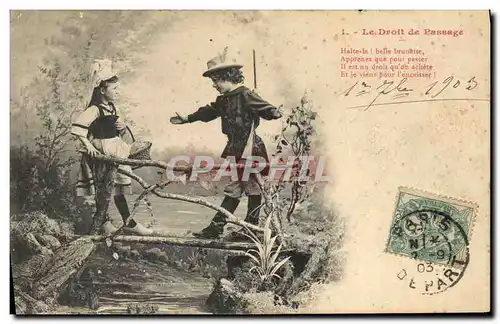 Cartes postales Fantaisie Enfants Le droit de passage Chasse Chasseur