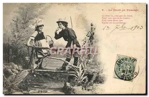 Cartes postales Fantaisie Enfants Le droit de passage Chasse Chasseur