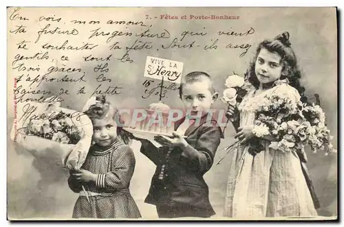 Ansichtskarte AK Fantaisie Enfants Fetes et porte bonheur