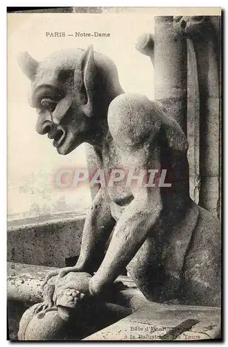 Ansichtskarte AK Gargouille Paris Notre Dame Bete d&#39amortissement a la balustrade des tours