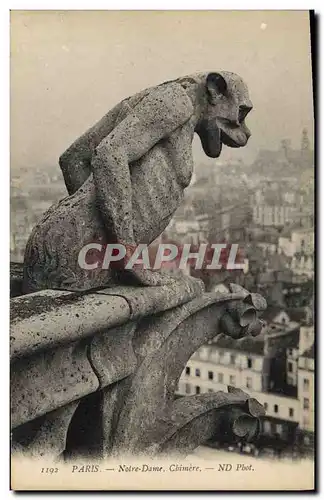 Cartes postales Gargouille Paris Eglise Notre Dame Chimere