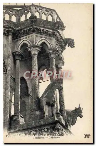 Cartes postales Gargouille Cathedrale de Laon Chimeres