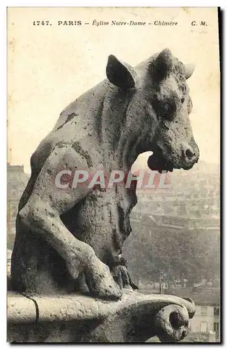 Cartes postales Gargouille Paris Eglise Notre Dame Chimere