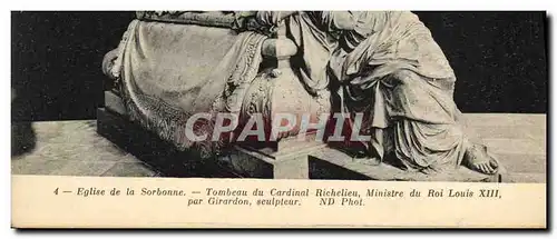 Cartes postales Mort Paris Eglise de la Sorbonne Tombeau du cardinal Richelieu Ministre du roi Louis XIII