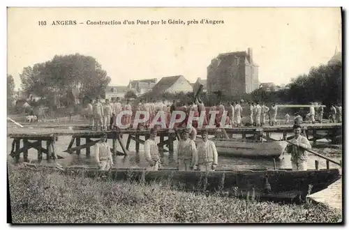 Cartes postales Militaria Angers Construction d&#39un pont par le Genie pres d&#39Angers