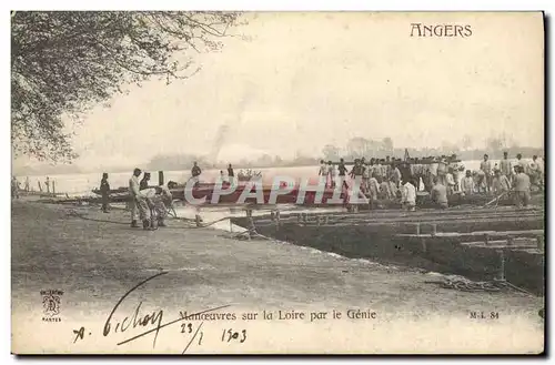 Cartes postales Militaria Angers Manoeuvres sur la Loire par le Genie