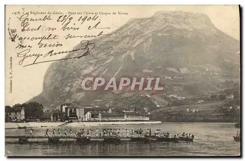 Cartes postales Militaria 4eme Regiment du Genie Pont sur l&#39Isere et casque de Neron