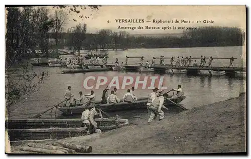 Ansichtskarte AK Militaria Versailles Repliement du pont 1er Genie Amarrage des bateaux apres la manoeuvre