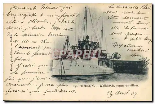 Cartes postales Bateau Toulon Hallebarde Contre torpilleur