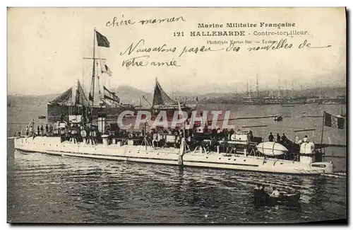 Ansichtskarte AK Bateau Hallebarde Contre torpilleur