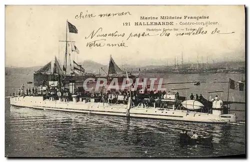 Cartes postales Bateau Hallebarde Contre torpilleur