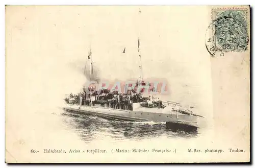 Cartes postales Bateau Hallebarde Aviso Torpilleur