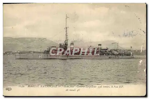 Cartes postales Bateau Hache Contre torpilleur