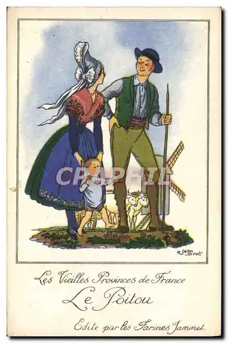 Cartes postales Fantaisie Illustrateur Le Poitou Farines Jammet Folklore